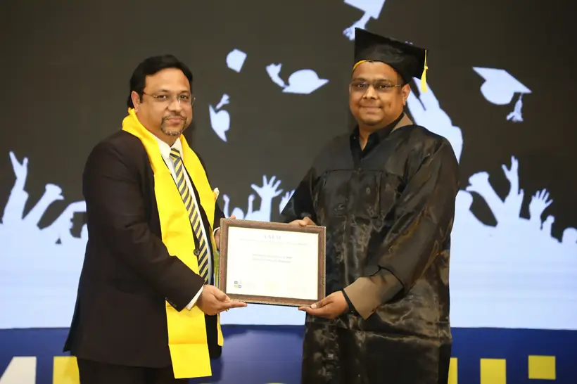 AAFM India graduate receiving the Chartered Wealth Manager charter